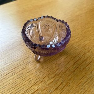 Vintage Purple Cut Glass Trinket Bowl.  Dainty and Cute for Earring & Rings